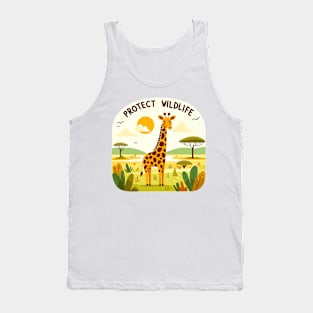 Giraffe in the Savannah - Protect Wildlife Tank Top